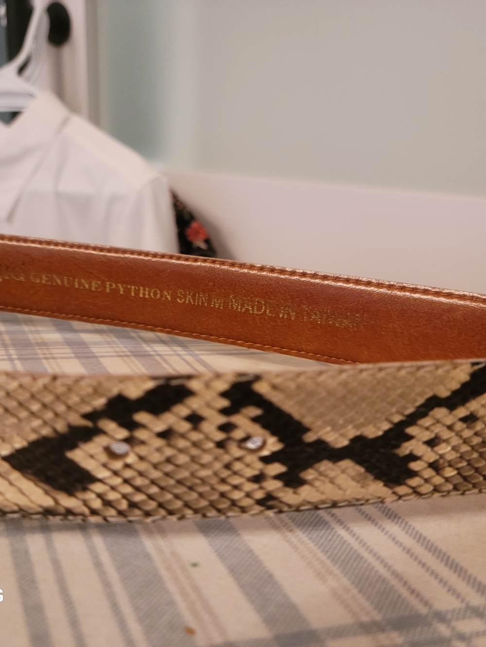 Genuine Python Leather WOMENS Belt in Natural Brown/Black